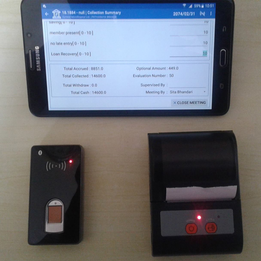 Bluetooth-Live-Finger-Scan mit Bluetooth-Drucker und Android Tablet integriert